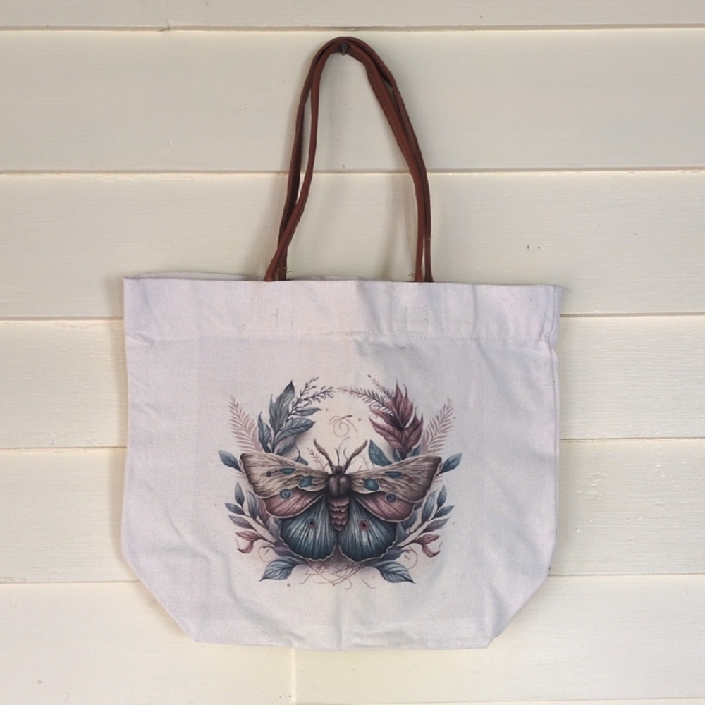 Natural Tote Bag with Butterfly Design NWOT